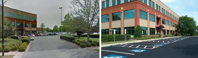 paving and line painting for parking lot of large corporation